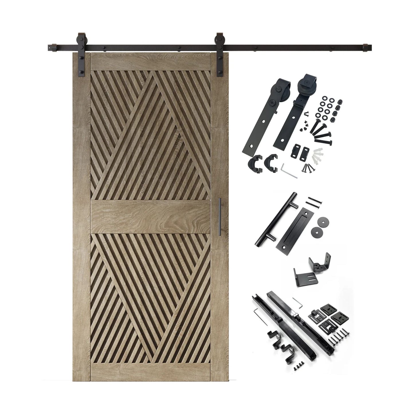 Barn Door Kit Diamond Pattern - Matte Black Hardware with 8 Custom Color Finishes