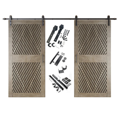 Double Barn Door Kit - Diamond Pattern with Matte Black Hardware & 8 Color Finishes