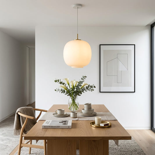 Contemporary Opal Glass Pendant Lamp