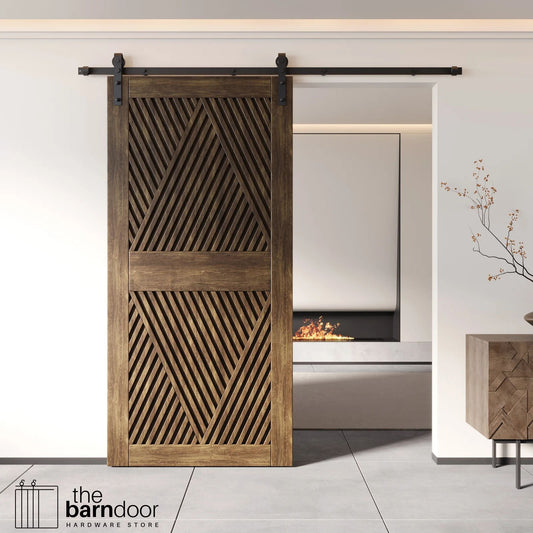 Pine Wood Barn Door DIY Kit - Diamond Pattern Sliding Door with Pre-Drilled Holes