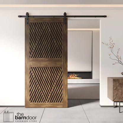Barn Door Kit Diamond Pattern - Matte Black Hardware with 8 Custom Color Finishes