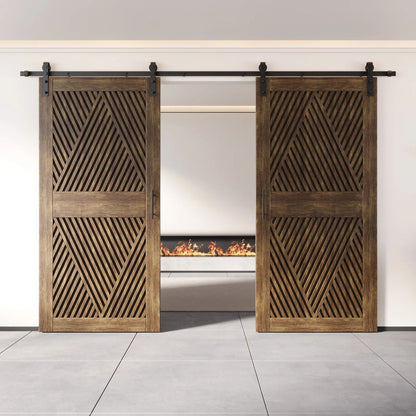 Double Barn Door Kit - Diamond Pattern with Matte Black Hardware & 8 Color Finishes