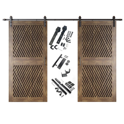 Double Barn Door Kit - Diamond Pattern with Matte Black Hardware & 8 Color Finishes