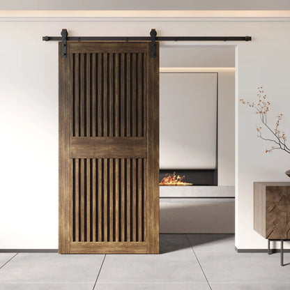 Vertical Slat Barn Door Kit - Black Hardware with DIY Unassembled System & Custom Finishes