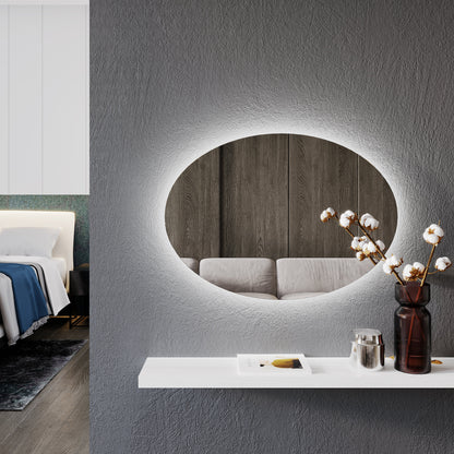 LED Bathroom Mirror Oval – Modern Backlit Vanity Wall Mirror with Dimmable Light