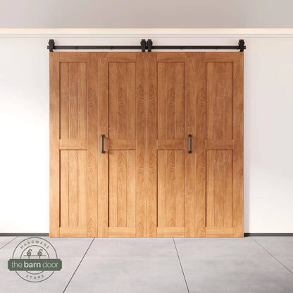Biparting Bifold Barn Door Kit - 4 Doors with Black Hardware for Large Closet Openings