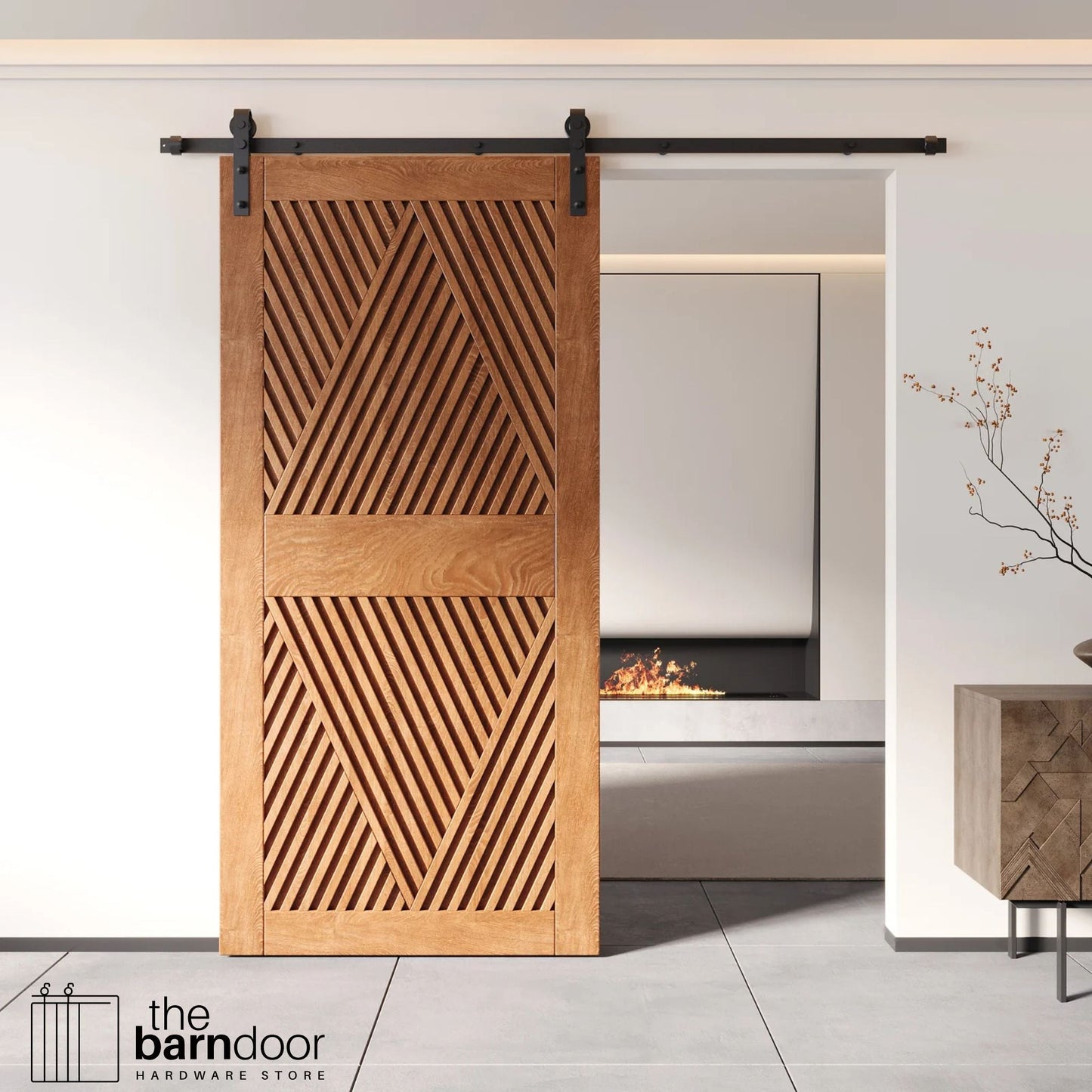 Barn Door Kit Diamond Pattern - Matte Black Hardware with 8 Custom Color Finishes