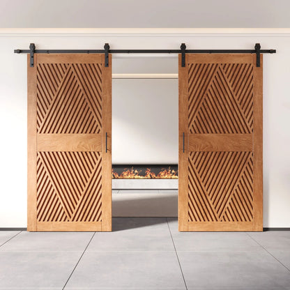 Double Barn Door Kit - Diamond Pattern with Matte Black Hardware & 8 Color Finishes