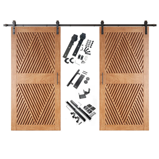 Double Barn Door Kit - Diamond Pattern with Matte Black Hardware & 8 Color Finishes