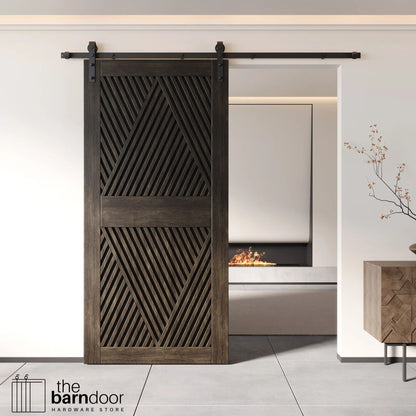 Barn Door Kit Diamond Pattern - Matte Black Hardware with 8 Custom Color Finishes