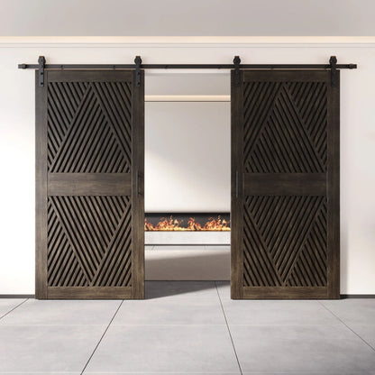 Double Barn Door Kit - Diamond Pattern with Matte Black Hardware & 8 Color Finishes