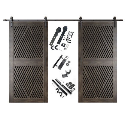 Double Barn Door Kit - Diamond Pattern with Matte Black Hardware & 8 Color Finishes