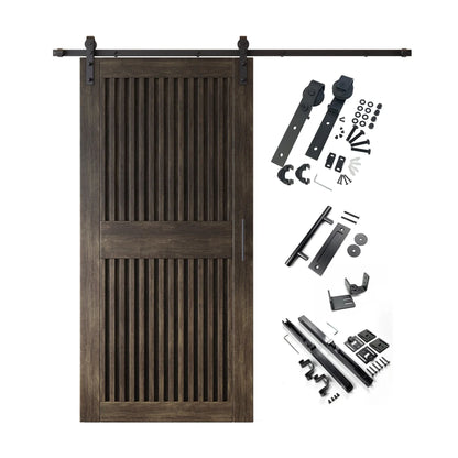 Vertical Slat Barn Door Kit - Black Hardware with DIY Unassembled System & Custom Finishes