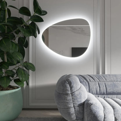 LED Wall Mirror Irregular Shape – Modern Asymmetrical Backlit Mirror for Bathroom or Living Room