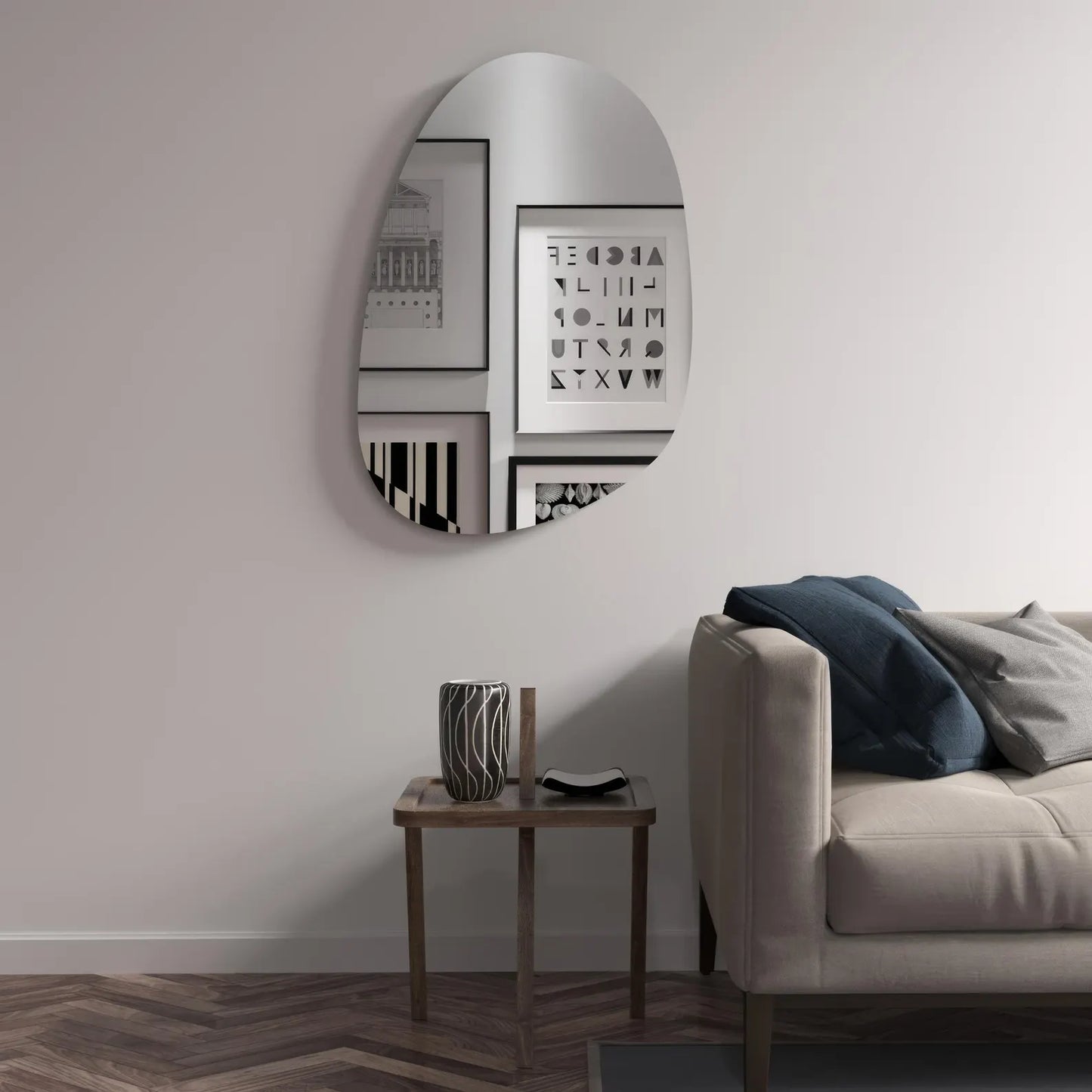 Modern Irregular Wall Mirror – Frameless Asymmetrical Mirror for Living Room or Bathroom