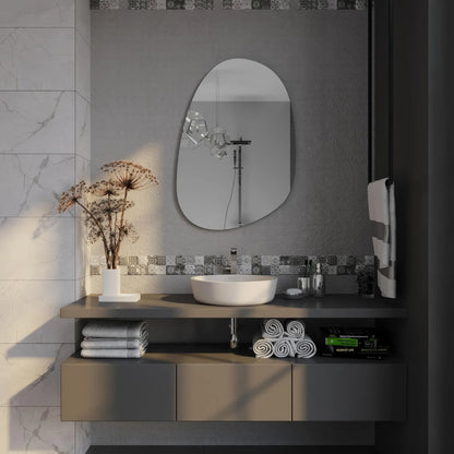 Modern Irregular Wall Mirror – Frameless Asymmetrical Mirror for Living Room or Bathroom