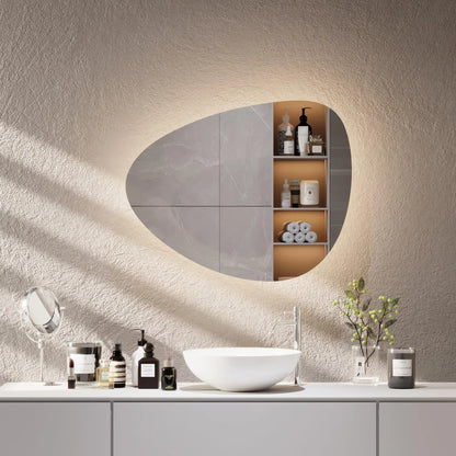 LED Wall Mirror Irregular Shape – Modern Asymmetrical Backlit Mirror for Bathroom or Living Room