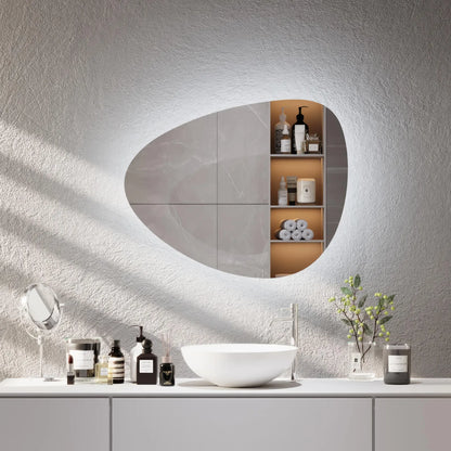 LED Wall Mirror Irregular Shape – Modern Asymmetrical Backlit Mirror for Bathroom or Living Room