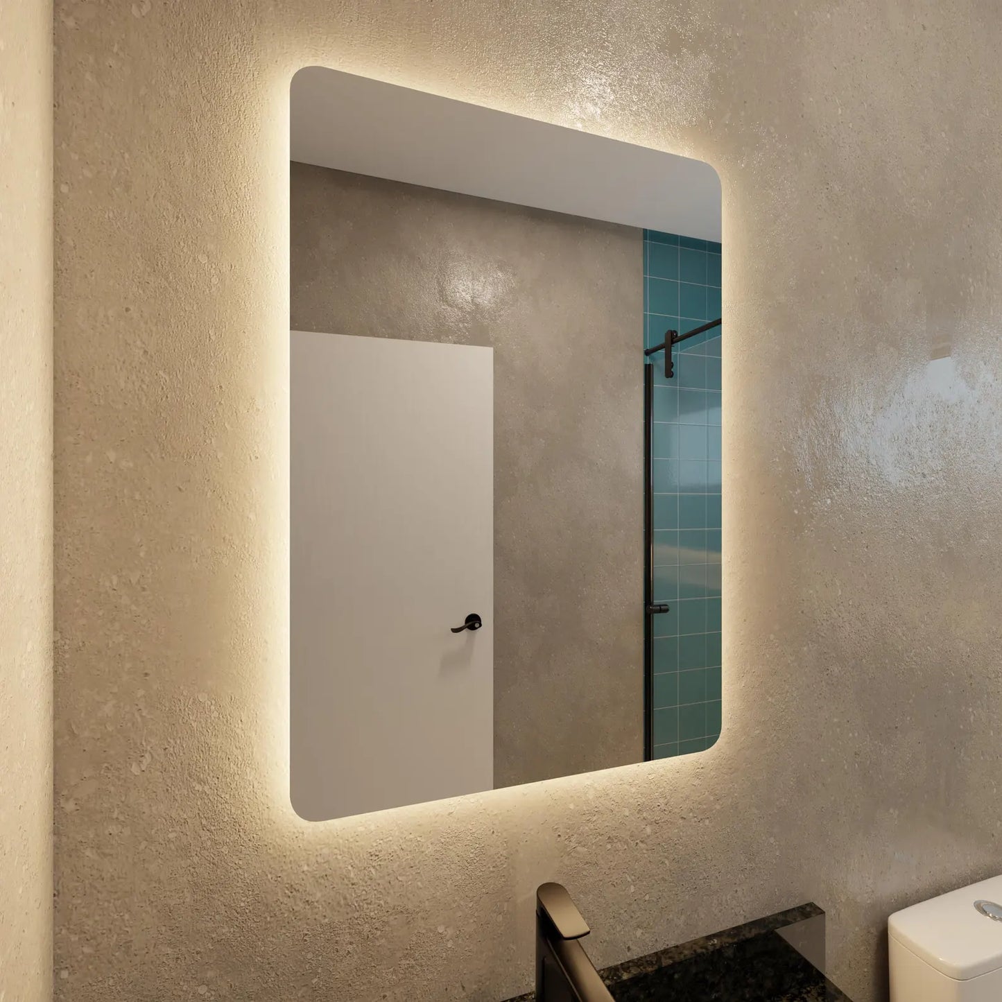 LED Bathroom Mirror – Rectangular Lighted Vanity Mirror with Backlit Glow, Modern Wall Mirror