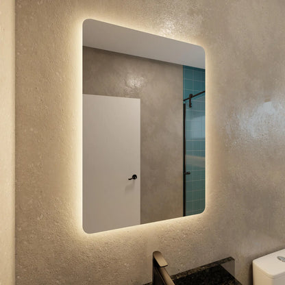 LED Bathroom Mirror – Rectangular Lighted Vanity Mirror with Backlit Glow, Modern Wall Mirror