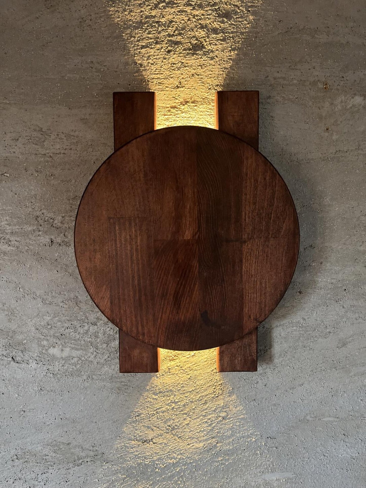 Wood Wall Sconce, Modern LED Accent Light, Round Wooden Wall Lamp