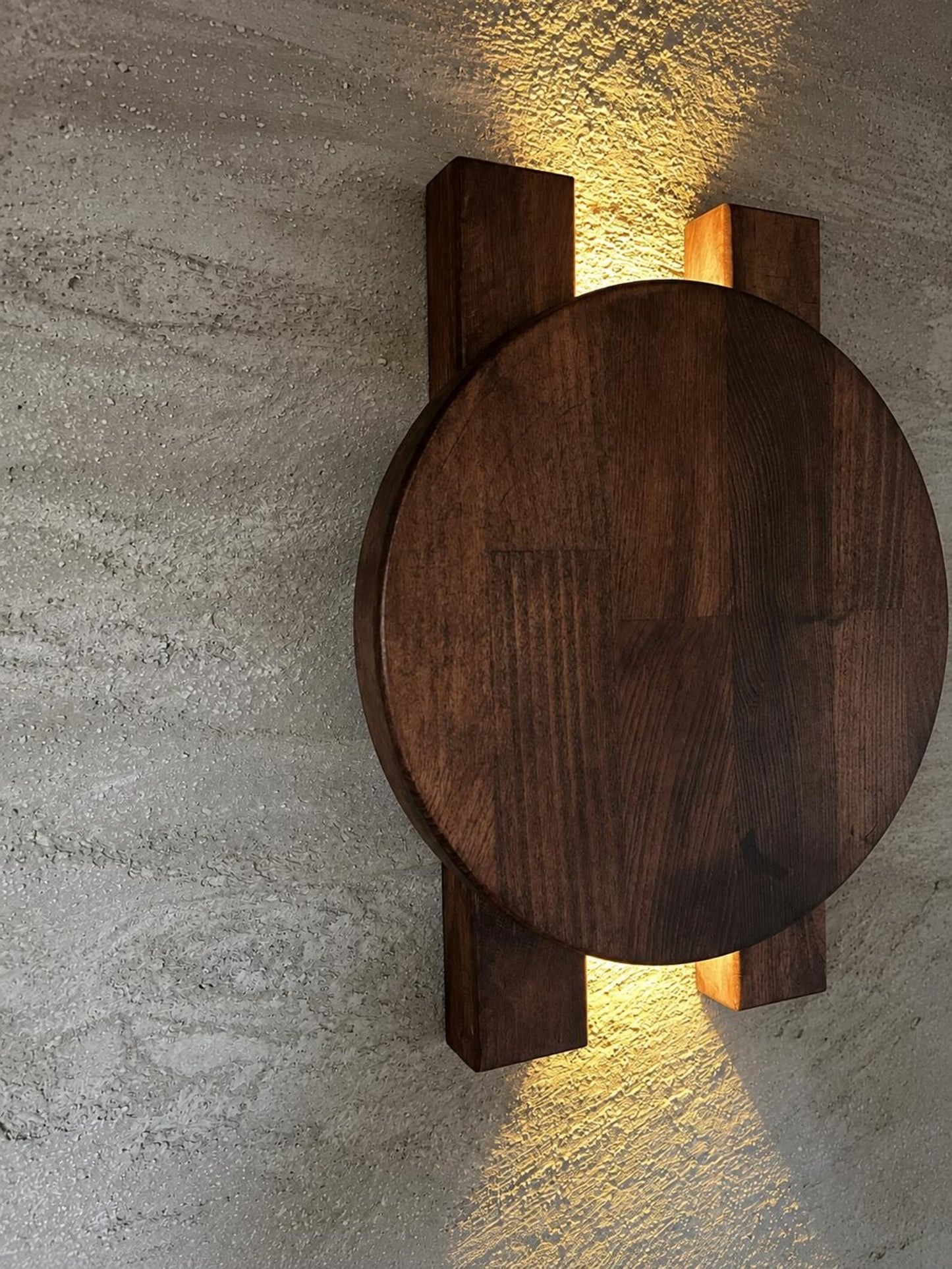 Wood Wall Sconce, Modern LED Accent Light, Round Wooden Wall Lamp