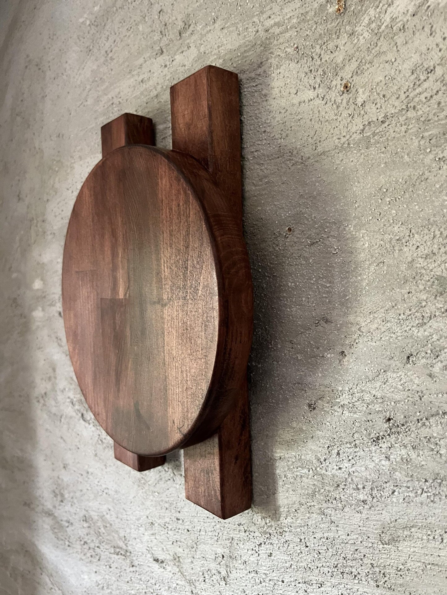 Wood Wall Sconce, Modern LED Accent Light, Round Wooden Wall Lamp