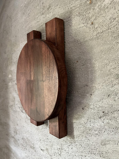 Wood Wall Sconce, Modern LED Accent Light, Round Wooden Wall Lamp