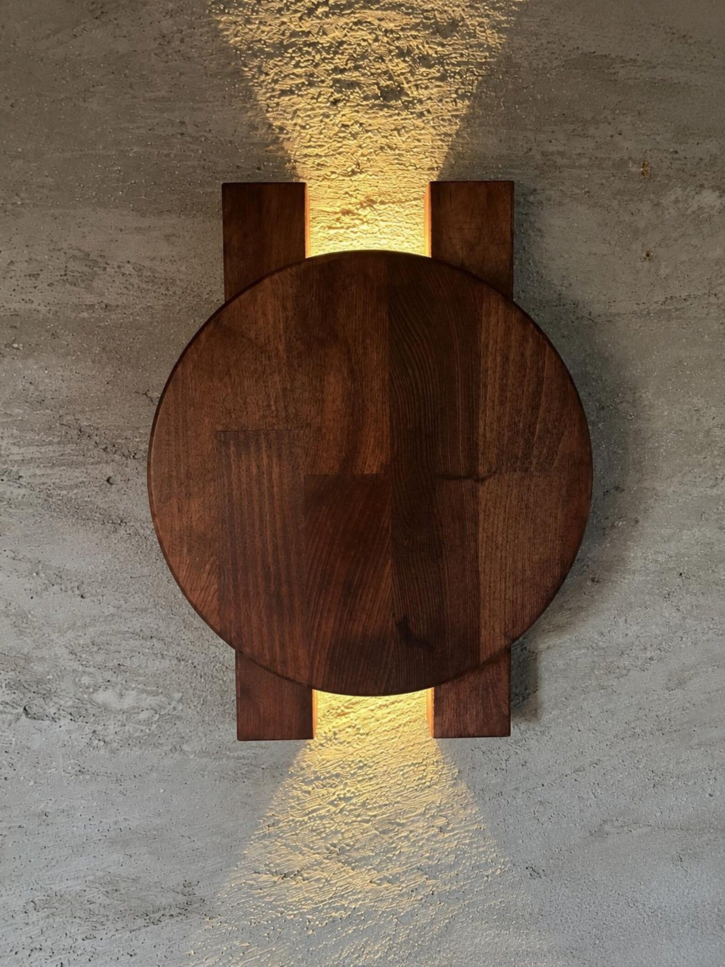 Wood Wall Sconce, Modern LED Accent Light, Round Wooden Wall Lamp
