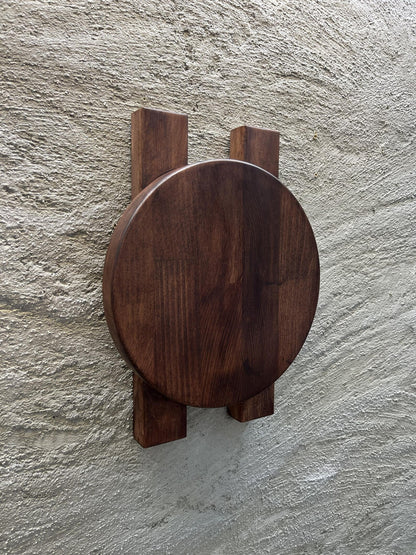 Wood Wall Sconce, Modern LED Accent Light, Round Wooden Wall Lamp