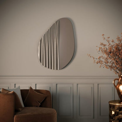 Modern Irregular Wall Mirror – Frameless Organic Shape Bathroom Mirror, Handmade Custom Wavy Vanity Mirror for Bedroom or Entryway
