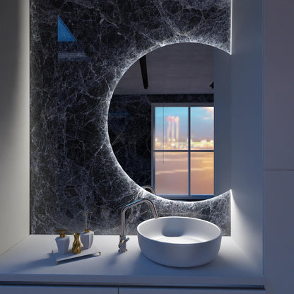 LED Bathroom Mirror – Modern Round Backlit Vanity Mirror with Touch Sensor, Luxury Lighted Wall Mirror