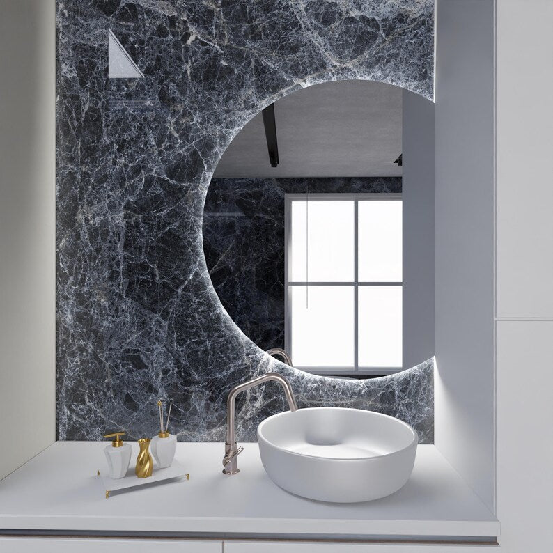 LED Bathroom Mirror – Modern Round Backlit Vanity Mirror with Touch Sensor, Luxury Lighted Wall Mirror