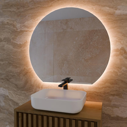 LED Bathroom Mirror – Modern Round Lighted Vanity Mirror with Touch Sensor