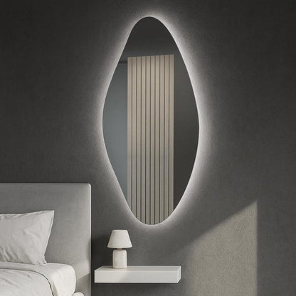LED Bathroom Mirror – Modern Organic Oval Backlit Vanity Mirror with Touch Sensor