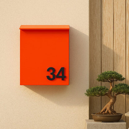 Modern Wall-Mount Mailbox with House Numbers – Minimal Exterior Address Box for Curb Appeal