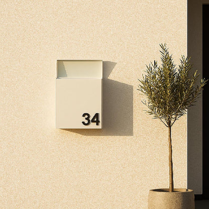 Modern Wall-Mount Mailbox with House Numbers – Minimal Exterior Address Box for Curb Appeal