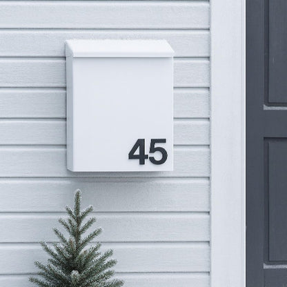 Modern Wall-Mount Mailbox with House Numbers – Minimal Exterior Address Box for Curb Appeal