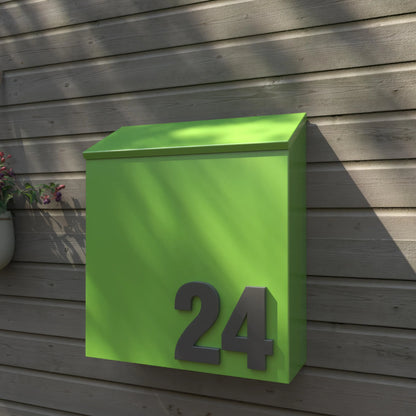 Modern Wall-Mount Mailbox with House Numbers – Minimal Exterior Address Box for Curb Appeal