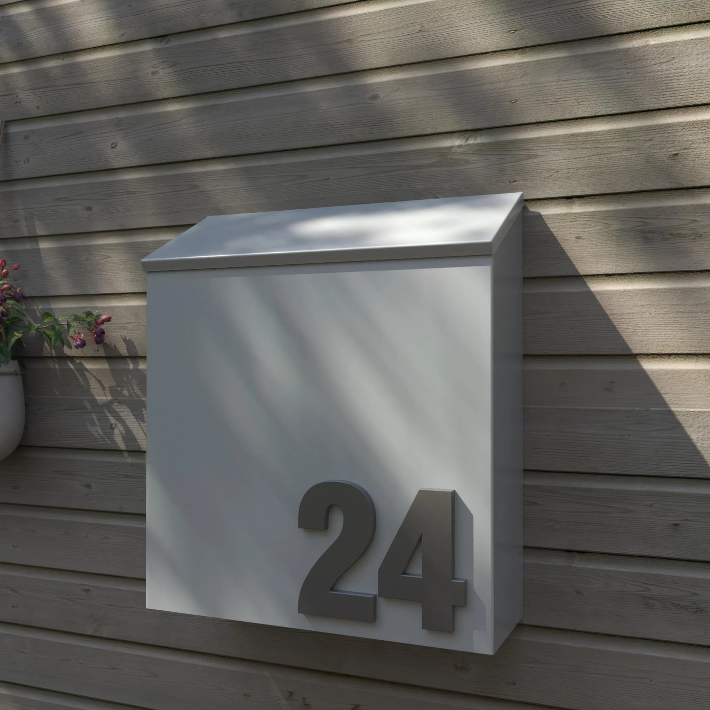 Modern Wall-Mount Mailbox with House Numbers – Minimal Exterior Address Box for Curb Appeal
