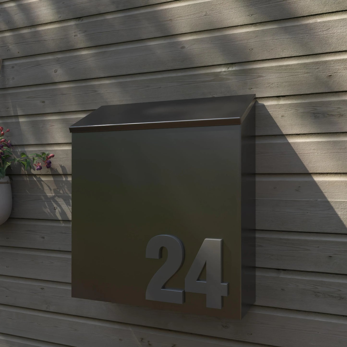 Modern Wall-Mount Mailbox with House Numbers – Minimal Exterior Address Box for Curb Appeal