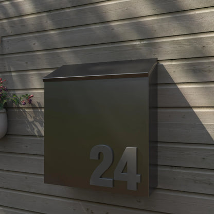 Modern Wall-Mount Mailbox with House Numbers – Minimal Exterior Address Box for Curb Appeal