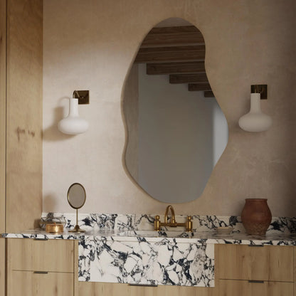 LED Bathroom Mirror – Irregular Organic Shaped Lighted Vanity Mirror with Touch Sensor