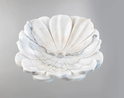 Luxury Marble Vessel Sink – Hand-Carved White Natural Stone Basin for Bathroom Vanity, One-of-a-Kind Designer Wash Bowl