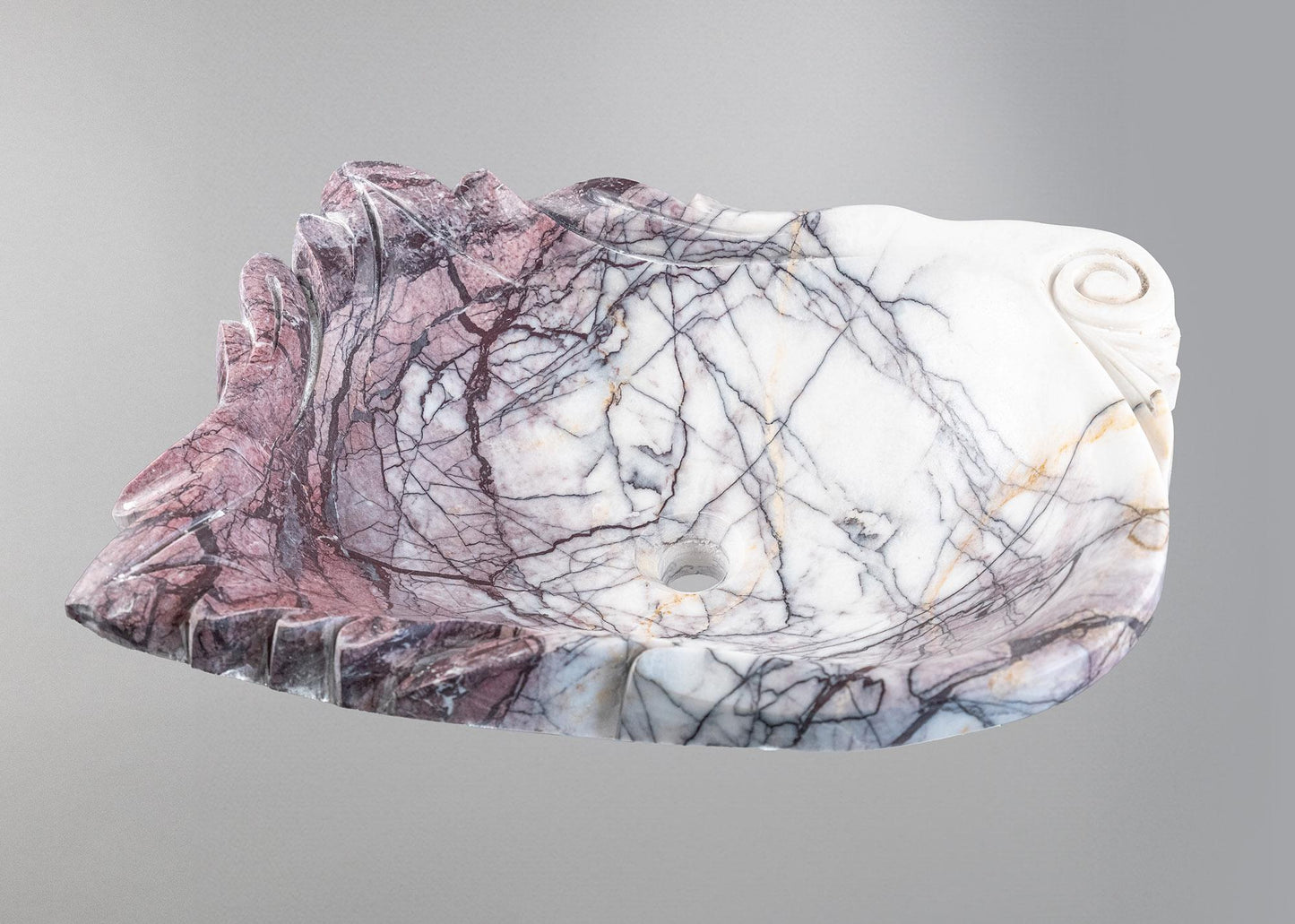 Luxury Natural Stone Bathroom Basin (40x55x14 cm), Handcrafted Purple Veined Vanity Sink