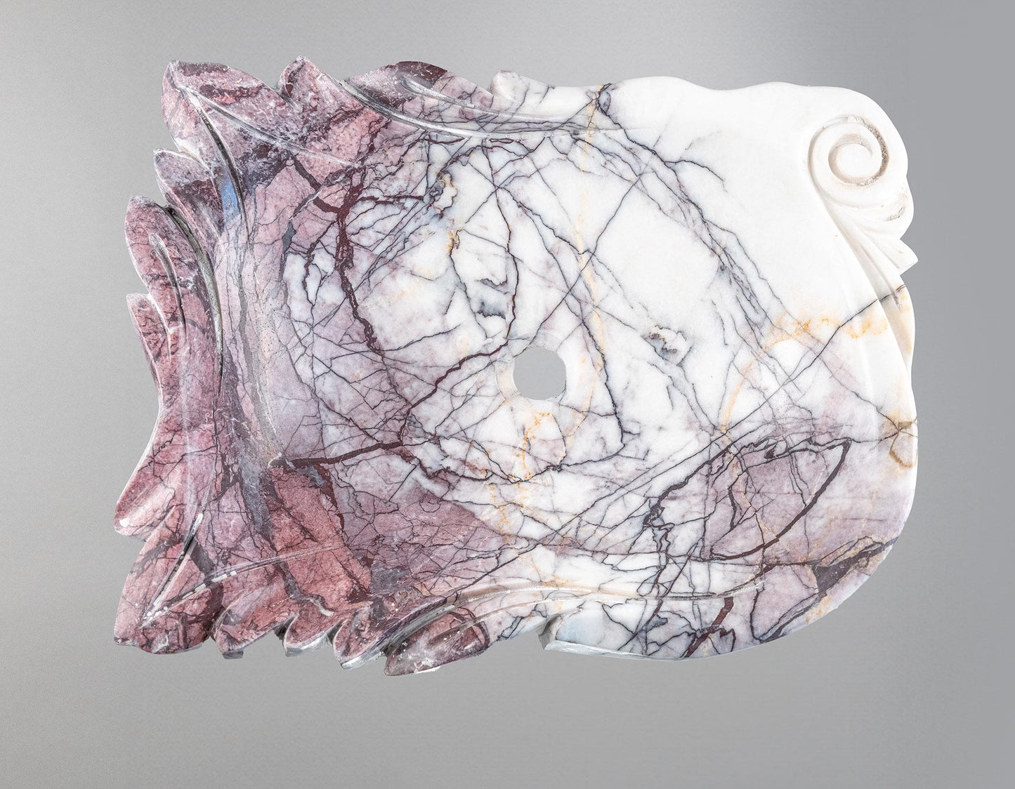 Luxury Natural Stone Bathroom Basin (40x55x14 cm), Handcrafted Purple Veined Vanity Sink