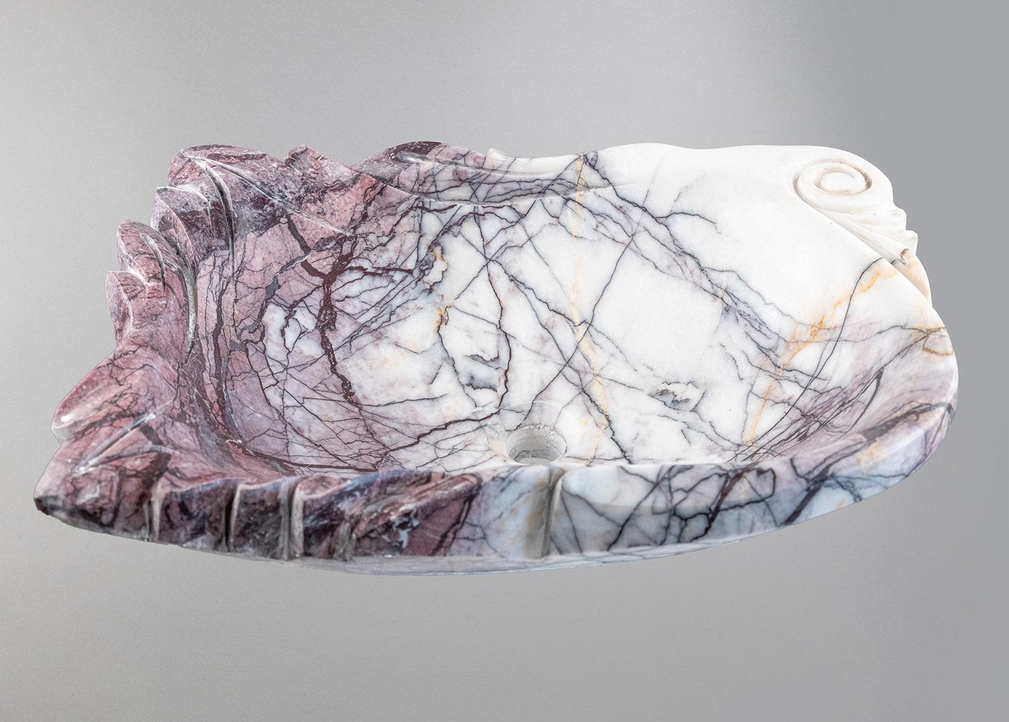 Luxury Natural Stone Bathroom Basin (40x55x14 cm), Handcrafted Purple Veined Vanity Sink