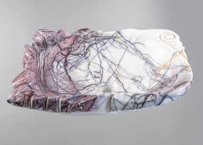 Luxury Natural Stone Bathroom Basin (40x55x14 cm), Handcrafted Purple Veined Vanity Sink