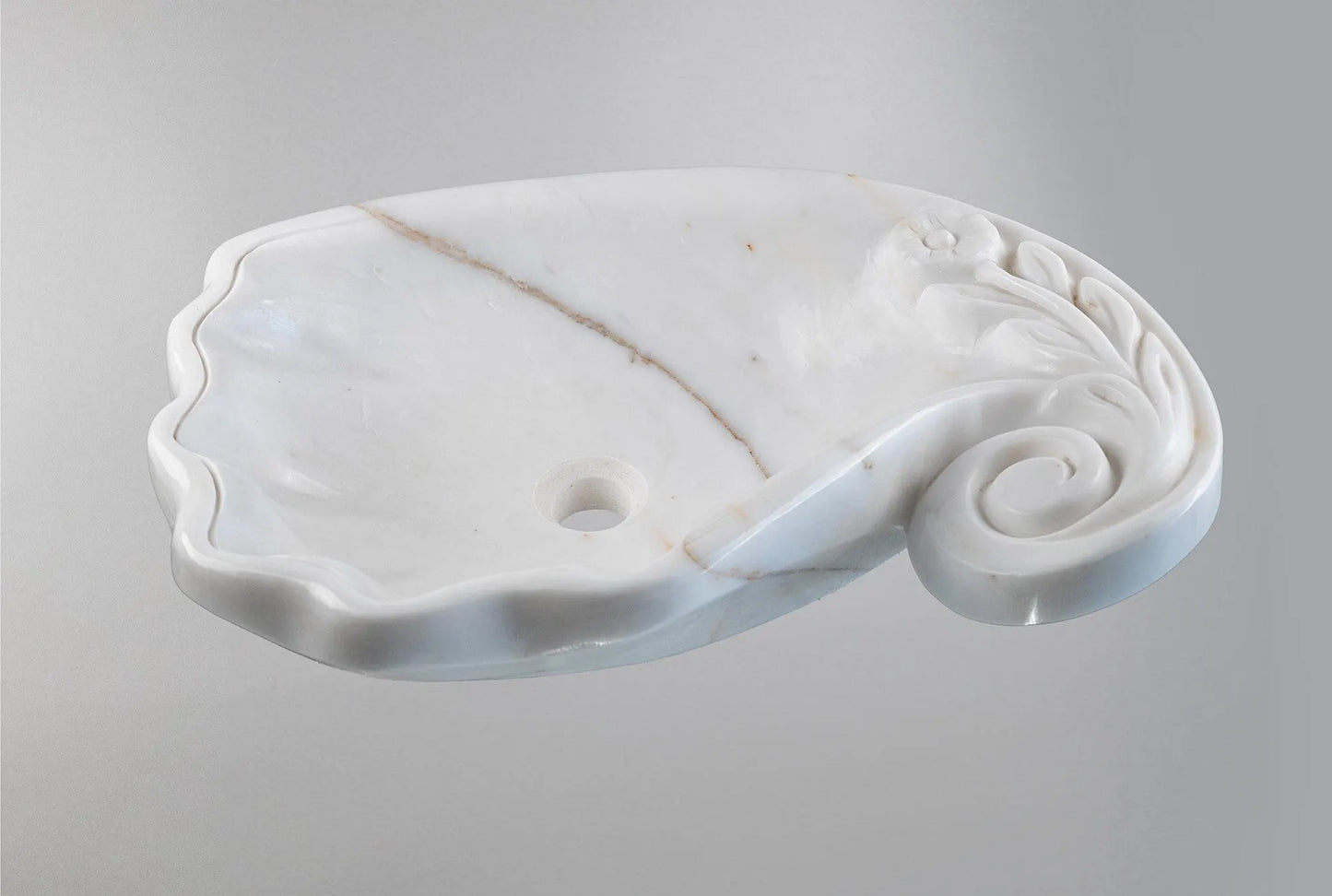 Luxury Marble Vanity – Hand-Carved Natural Stone Bathroom Basin with Floral Detail 23.6"x15.7"x5.9" (60x40x15 cm)