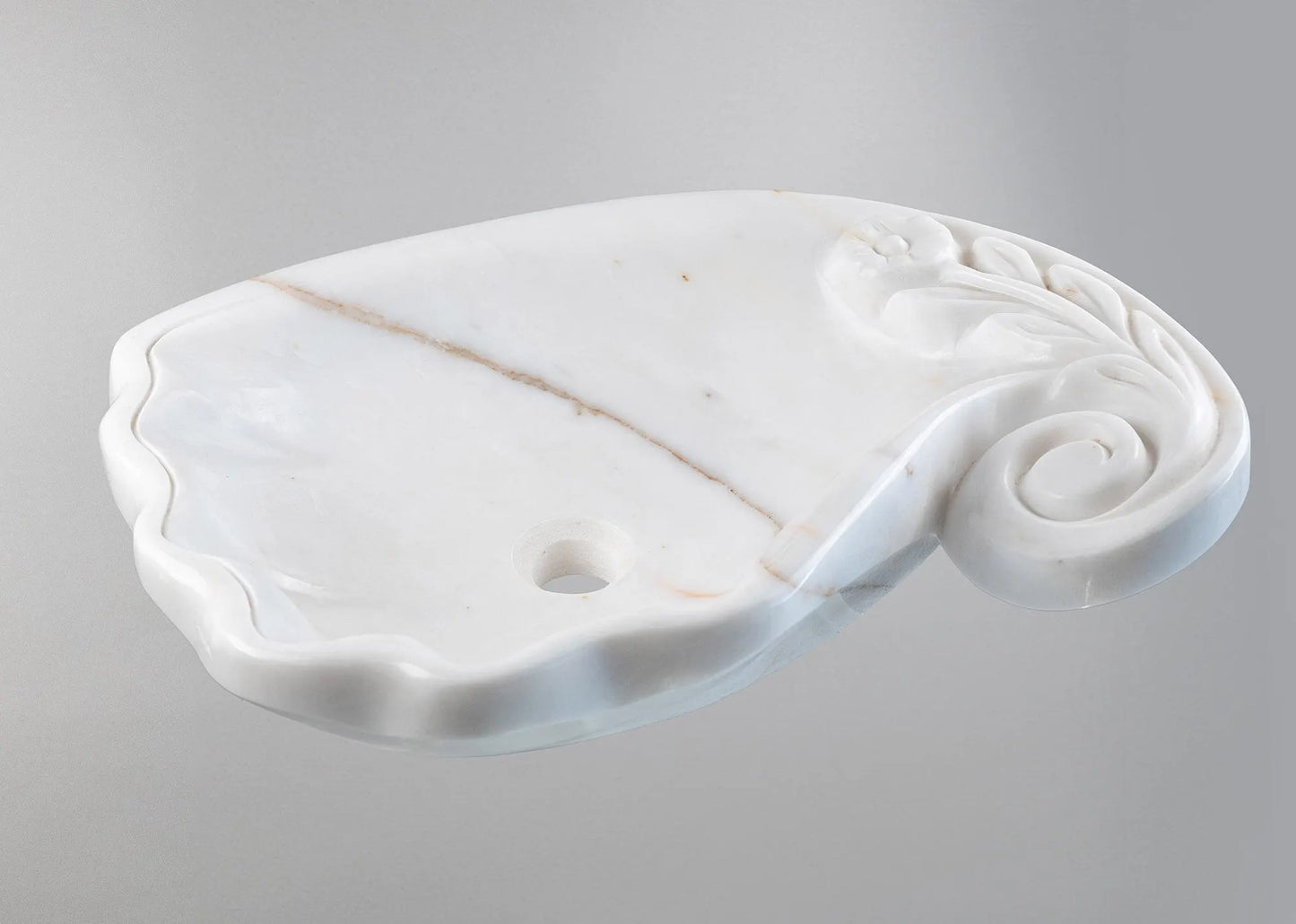 Luxury Marble Vanity – Hand-Carved Natural Stone Bathroom Basin with Floral Detail 23.6"x15.7"x5.9" (60x40x15 cm)